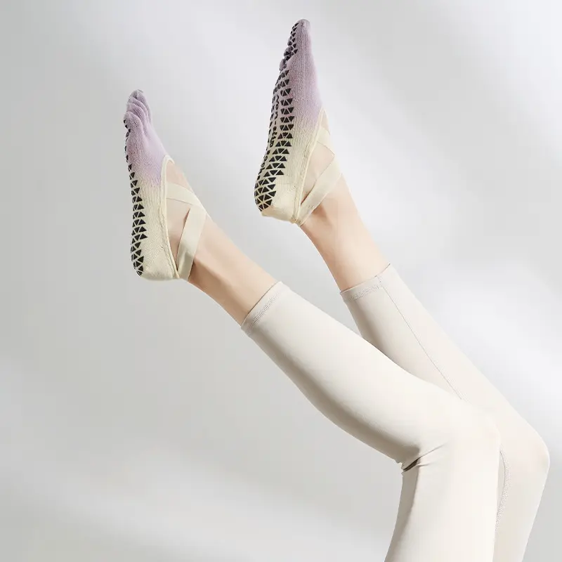  white and purple  anti-slip Yoga Sock 2 pairs