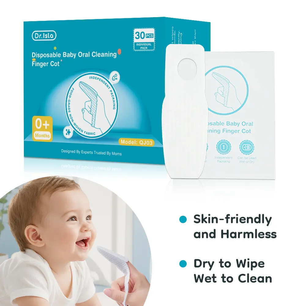 【Newborn Essentials】Dr.Isla 30PCS Baby Finger Toothbrush, Infant Oral Cleaner, Prevent Milk Tongue, Mess-free Drool Cleaning, Gentle for Sensitisve Mouth, Individually Wrapped, Anti-Slip Design, Secure Stay-on, Dry and Wet Dual Use, For Newborns 0M+