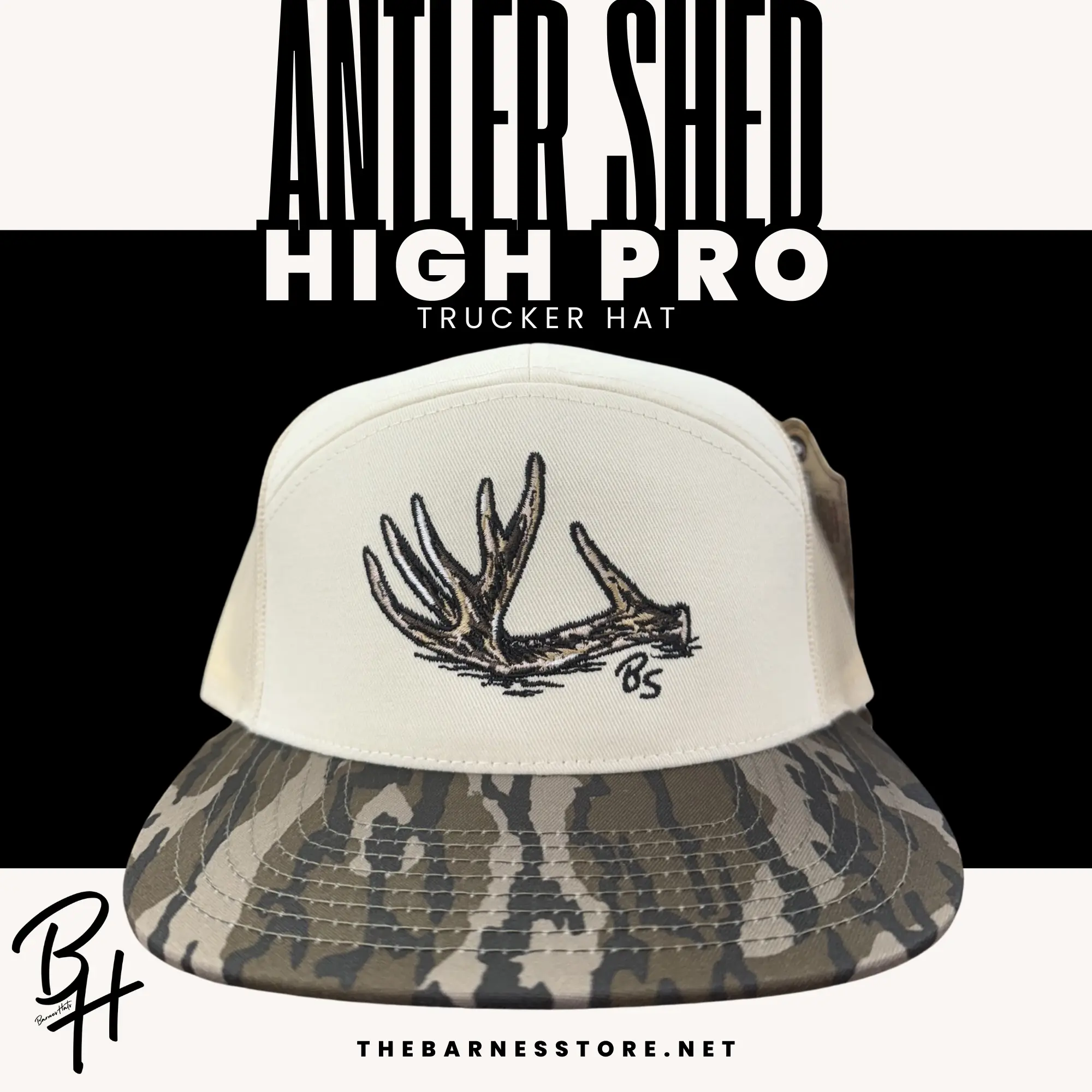 Antler Shed 7 Panel Hat - Mossy Oak Bottomland