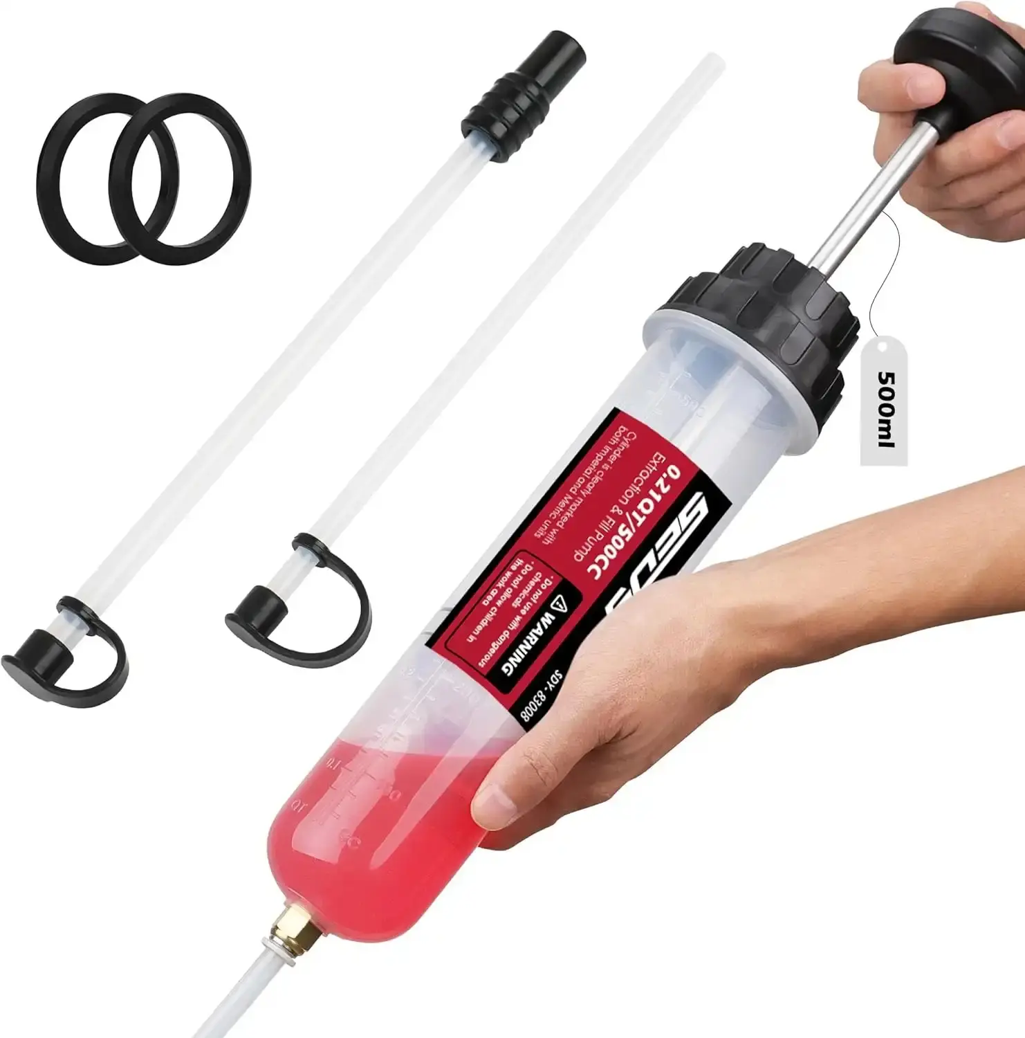 500CC Fluid Extractor, Multi-Purpose Oil Syringe, Oil Suction Pump, Manual Extraction and Filling Pump, Automotive Oil Syringe(17.6 Oz./0.45 Qt./500 CC)