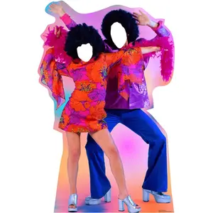 212 MAIN Decorative Disco Dance Couple Stand-Up Cardboard Cutout - Large 71x46" Home Decor for Disco Party Photo Booth Displays