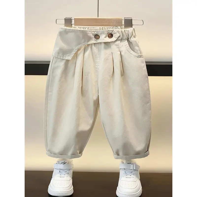 (New) Boys' Under 12 Casual Loose-Fit Thin Polyester Wide-Leg Long Length Pants Set - Toddler Summer Apparel, Dry Clean Option, Ideal for Outdoor Use, Gift Choice