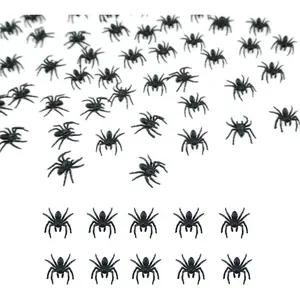 50 count Mini Plastic Spiders Small  Spiders Scary Realistic Spiders for Halloween Prank Props Decorations