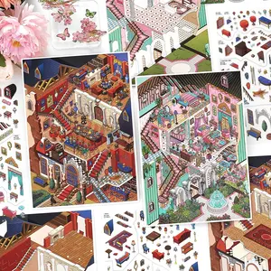 My Little House Series Castle Dinner Salon Decoration Material, Hand Account Stationery Wall Multi-Scene Decorative Stickers