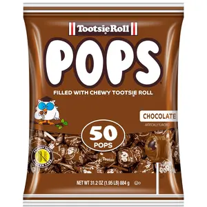 Tootsie Pops Single Flavor Bag - Chocolate Flavored Lollipops with Chocolatey Center - Individually Wrapped Hard Candy - Brown Candy - Peanut Free, Gluten Free, 50 Count (Pack of 1)