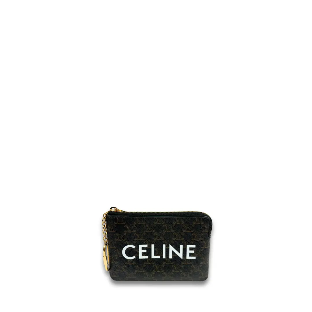 Pre-owned Coated Canvas Small Leather Goods Celine Triomphe Canvas Key Pouch