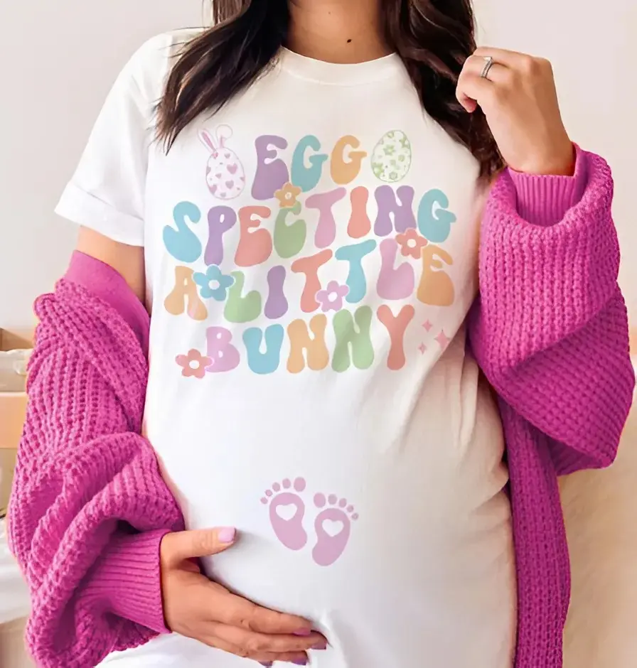Easter Pregnancy Announcement Shirt, Eggs Pecting A Little Bunny Shirt, Easter Maternity Shirt Spring, Easter Expecting Gift, Birthday Gifts For Mom
