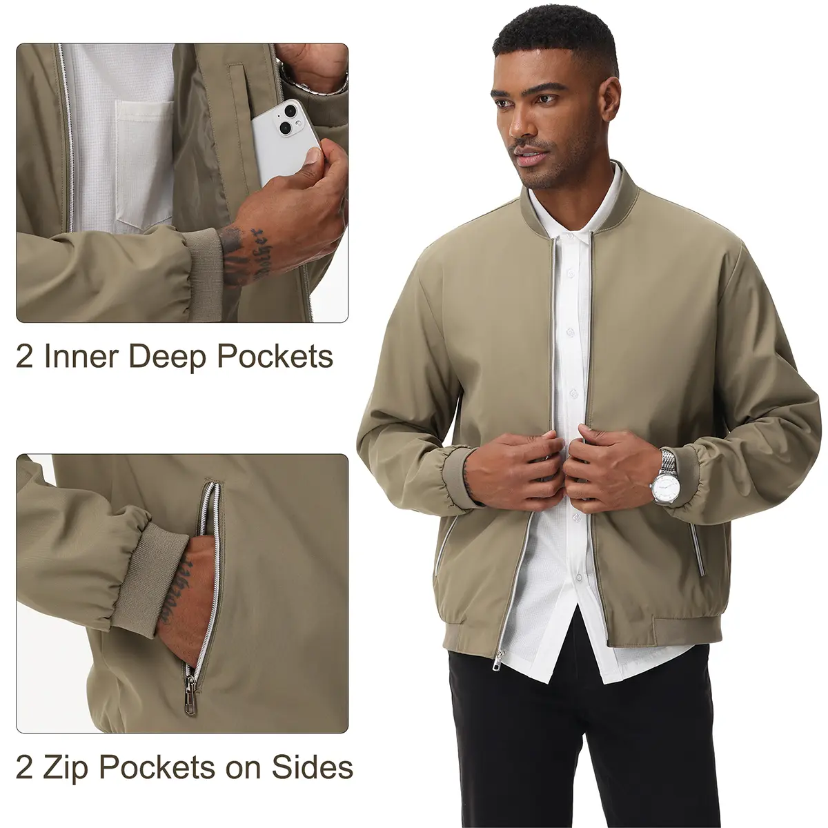 Men's Lightweight Bomber Jacket Causal Fashion Stylish Windbreaker Light Jacket
