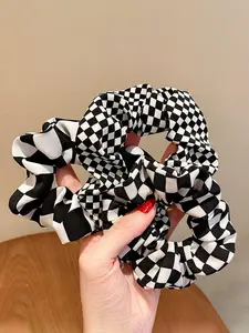 Plaid Checked Pattern Hair Tie (3pcs/set), Elegant High Stretch Hair Tie for Women & Girls, Minimalist Headwear Suitable for Thick Hair, Elastic Hair Accessory, Fashion Hair Accessories for Party, Daily Clothing Decor