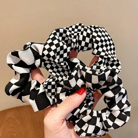 Plaid Checked Pattern Hair Tie (3pcs/set), High Stretch Hair Tie for Women & Girls, Headwear Suitable for Thick Hair, Elastic Hair Accessory, Hair Scrunchies, Fashionable hair accessories, Fashion Hair Accessories for Party