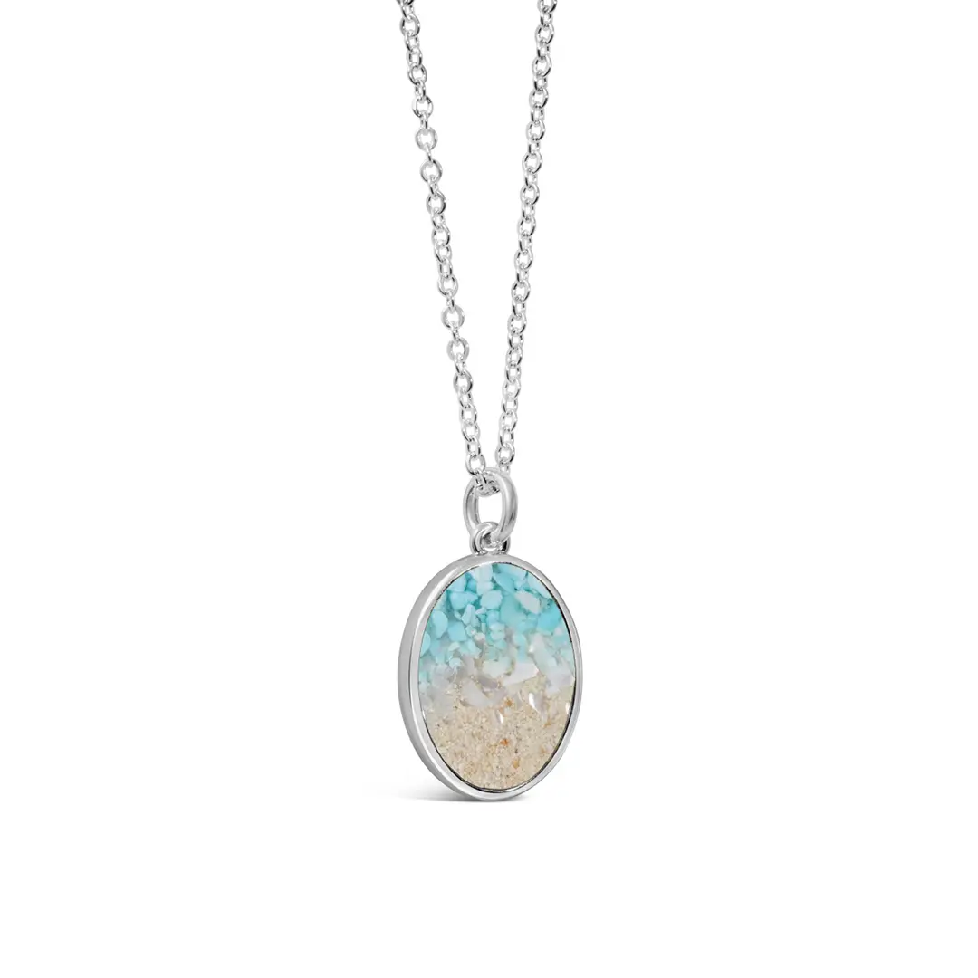 Explorer Oval Necklace - Silver - Caribbean Gradient