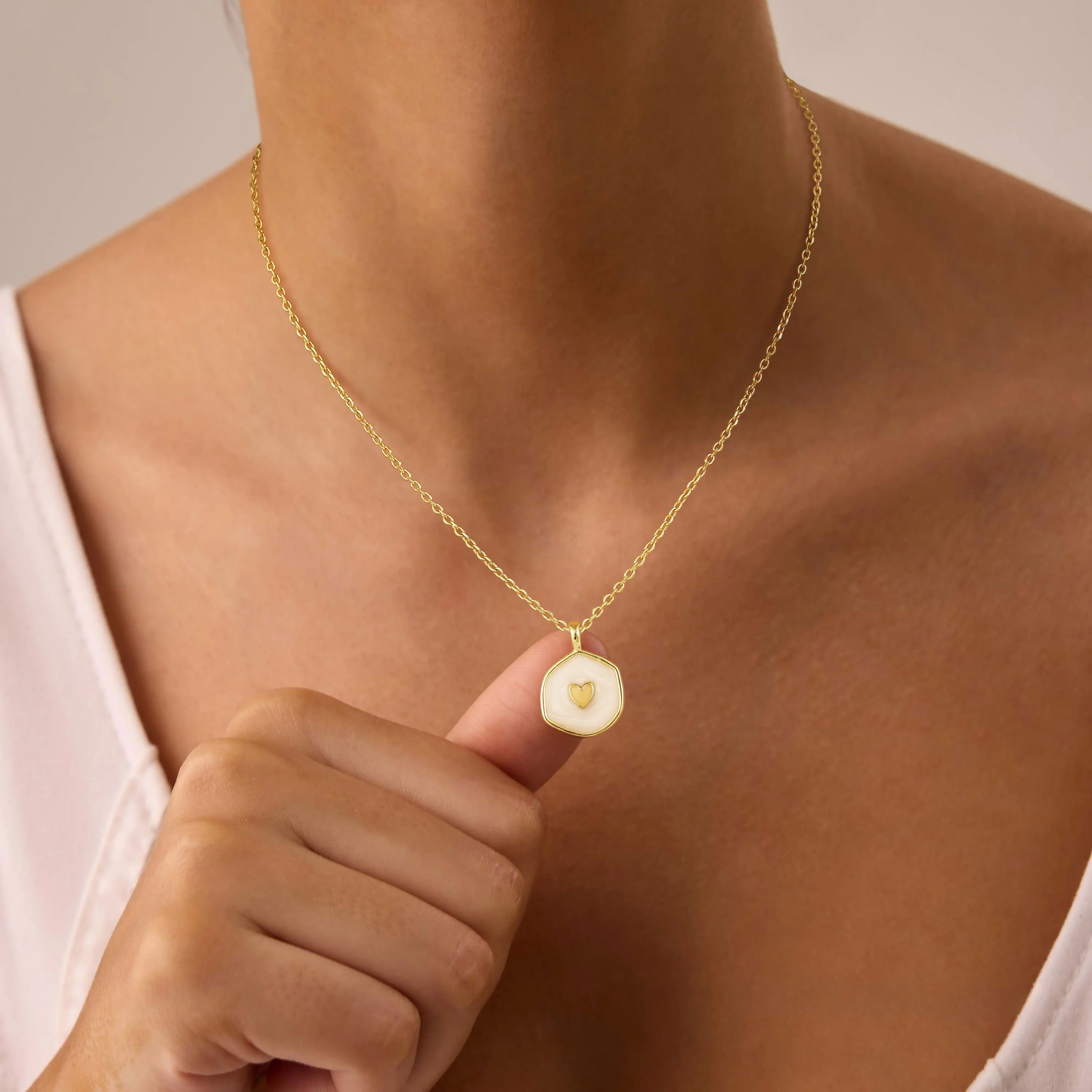 Tewiky 14K Gold Plated Irregular Two-Tone Glow-in-the-Dark Heart Coin Pendant Necklace - For Valentine's Day gifts Tewiky 14K Gold Plated Irregular Two-Tone Glow-in-the-Dark Heart Coin Pendant Necklace - For Valentine's Day gifts