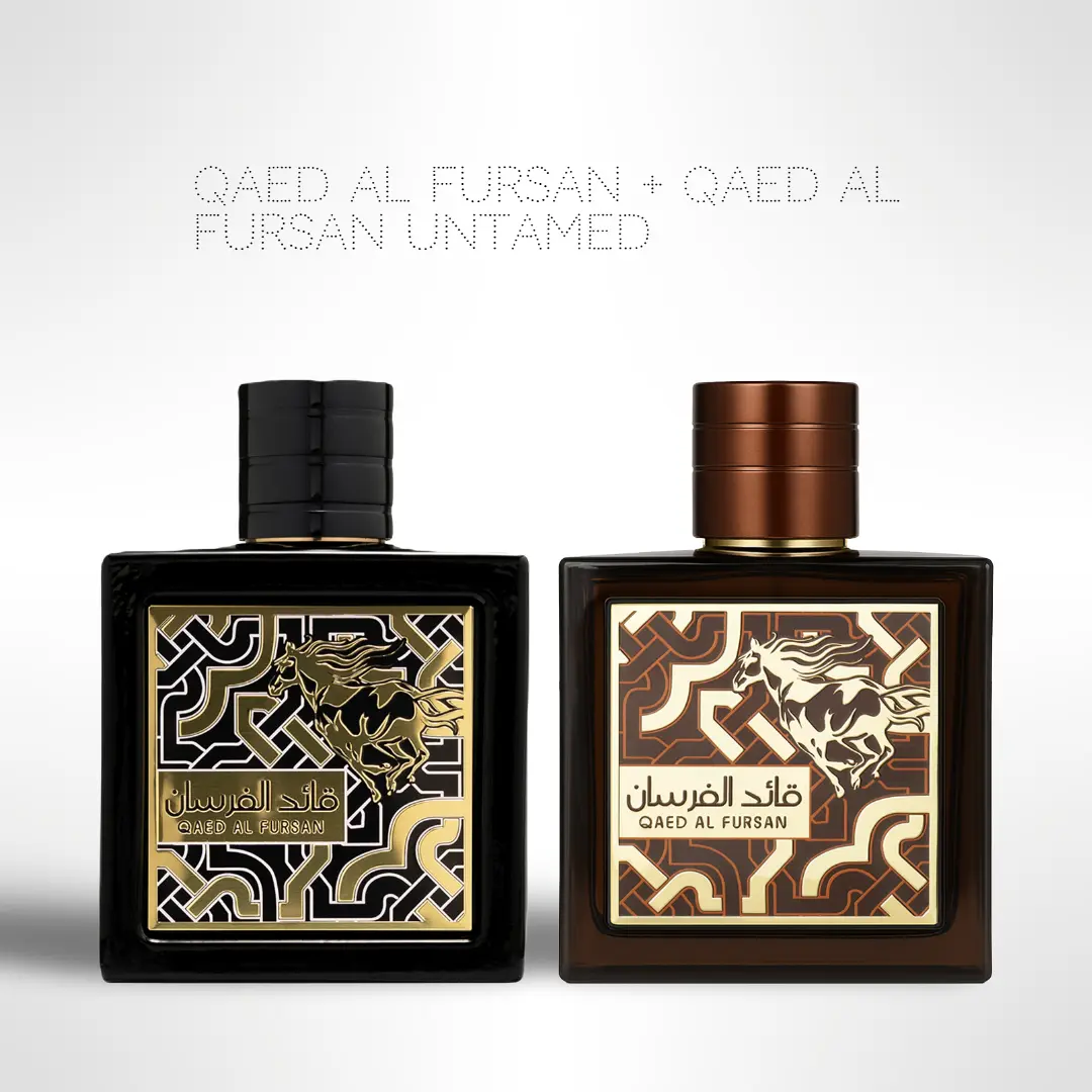 Lattafa Qaed Al Fursan + Qaed Al Fursan Untamed Arabian Fragrance Duo Pack - 2x100ml (3.4 fl oz) Multi-Pack Eau de Parfum, Bold Versatile Unisex 2 Scents with Vanilla Base