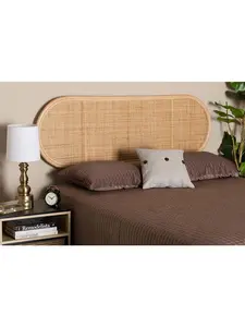 Baxton Studio 193271378869 Reegan Modern Bohemian Rattan Standalone Headboard, Natural Brown - Queen Size