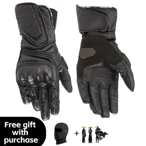 Motorcycle Gloves Touchscreen Sheepskin Leather Riding Gloves for Bikers, Breathable Protective Summer Gear