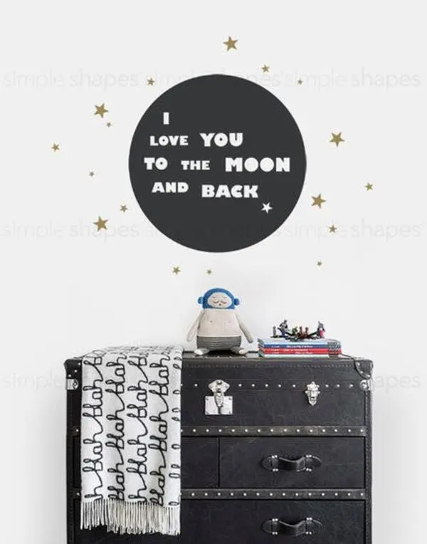 I Love You To The Moon And Back Quote Lettering Wall Decal