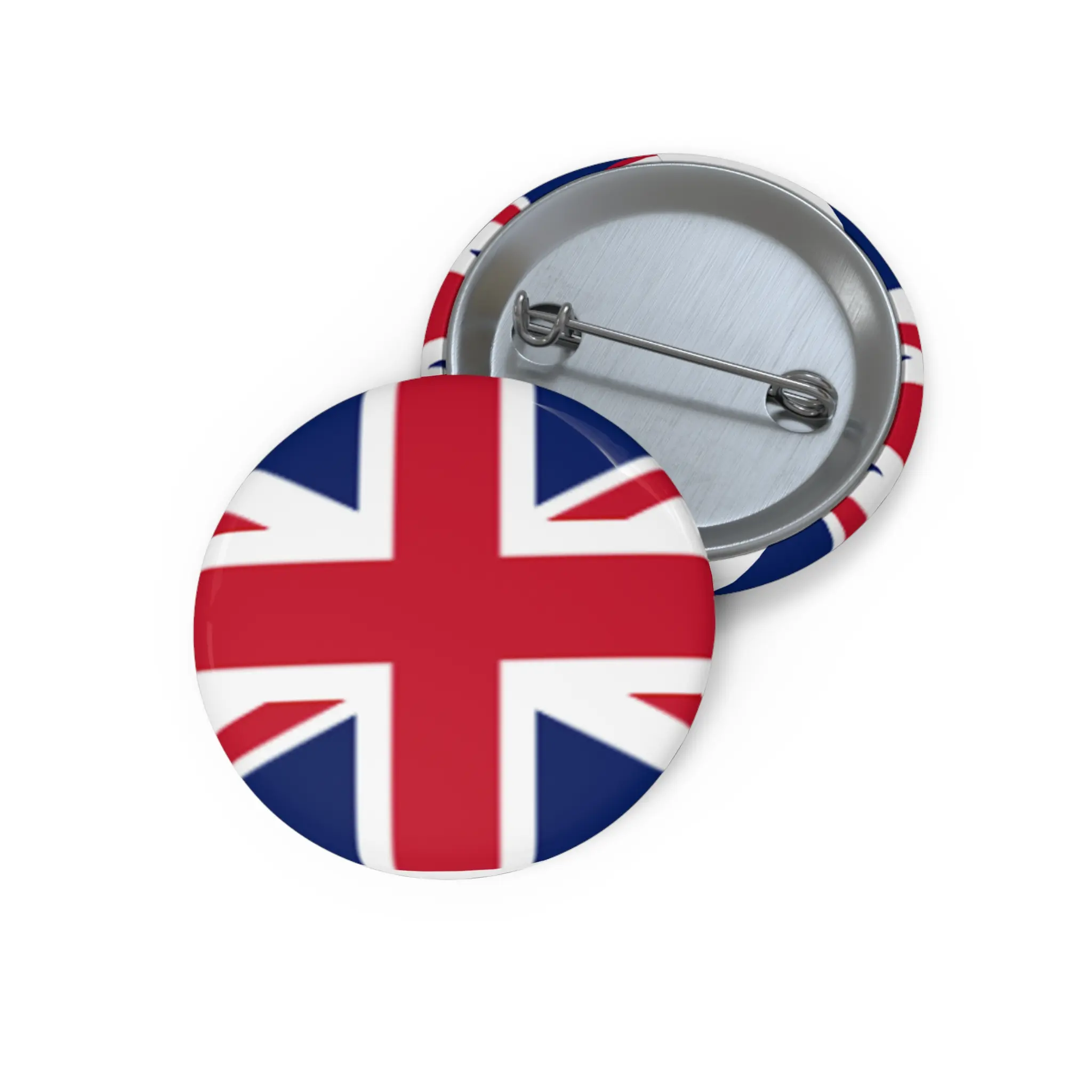 Custom Pin Button - Customizable Text or Flag Design, Glossy Finish, Metal Mylar Construction, Secure Hold, 3 Sizes, Ideal for Jackets/Bags, Patriotic Office Identification Pinback Supply
