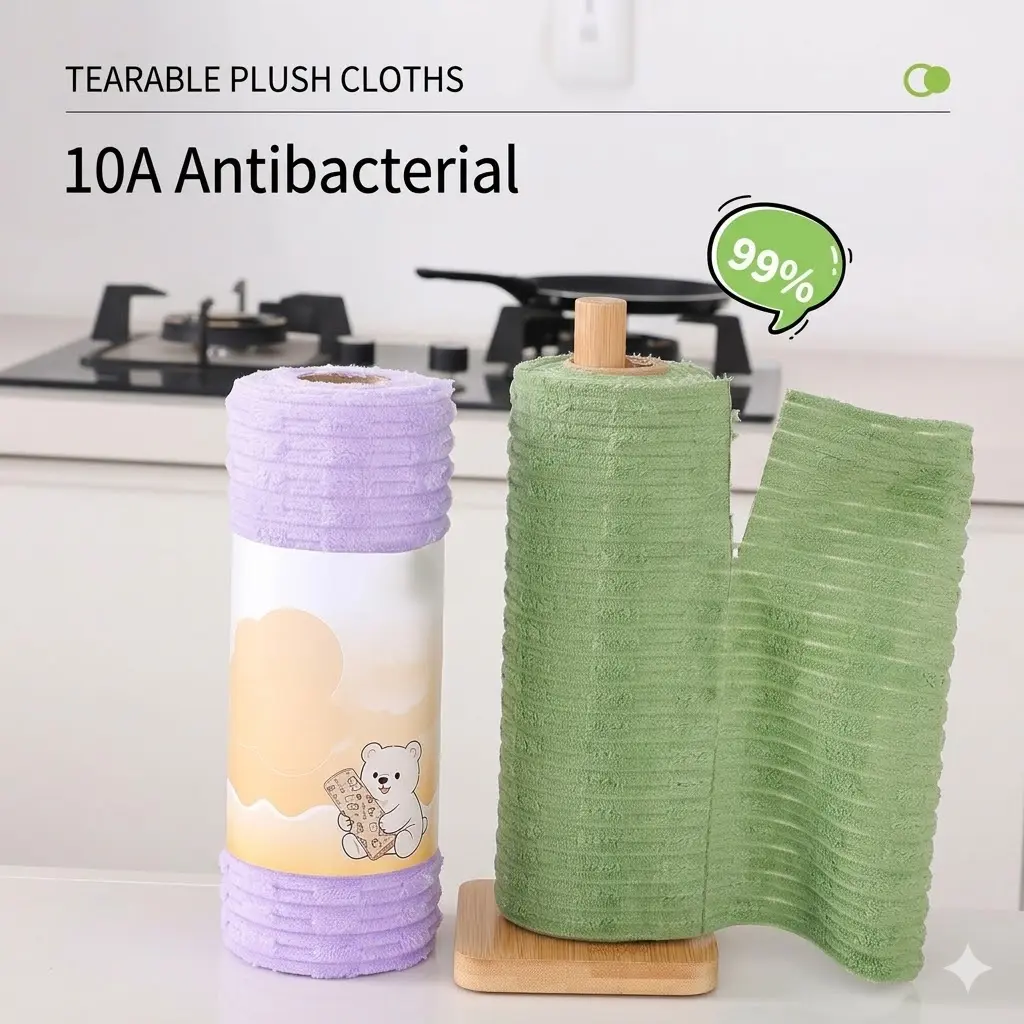 20 pieces Tearable Plush Cloths, high absorbency, easy to tear into separate pieces, for cleaning glassware, cooktop, cabinet and tableware in daily kitchen use,dorm essentials,home essentials