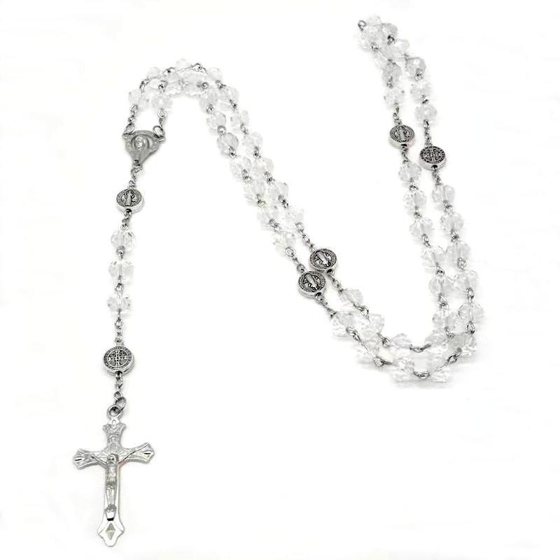 2026 New Arrivals & Fresh Design | 【New must be】Crystal Bead Catholic Rosary Necklace Cross Pendant Choker | Religious Necklaces Long Chain Prayer Charm Jewelry Gift