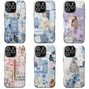 Christian Coquette Aesthetic Full-Coverage Phone Case, Bible Verse Collage Scripture Cover, Jesus Loves You Floral Ribbon Shell, Faith Based Girly Gift