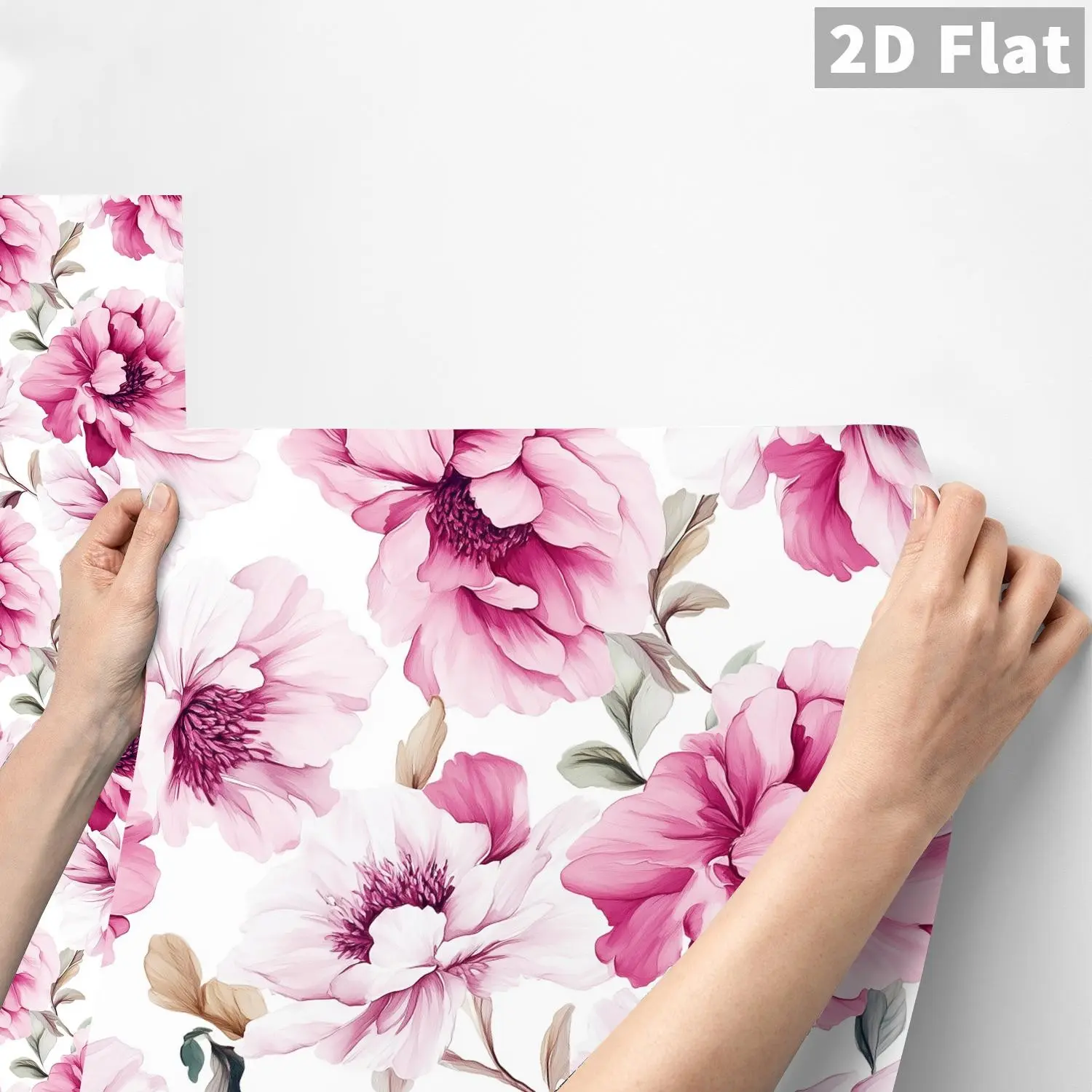 QT Wall Sticker 1PC Pink Peony/Peach Blossom Frosted PVC Peel and Stick Backsplash, DIY Self-Adhesive Removable Waterproof Oil-Proof Stain-Proof Sticker for Bedroom, School, Office, Kitchen Backsplash, Bathroom, Furniture, Stair Tile