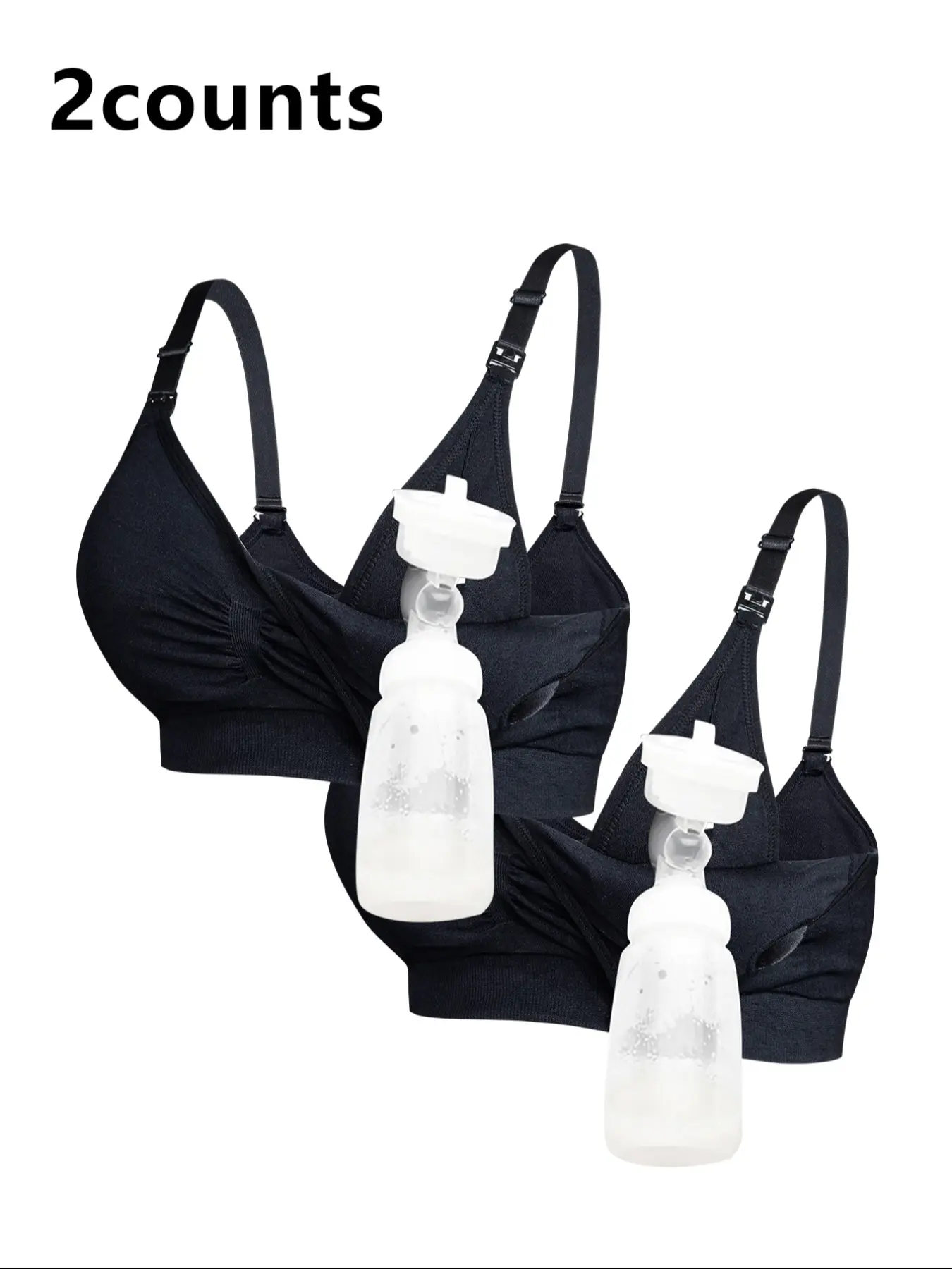 2 Counts Hands-Free Pump Bra for Breastfeeding, Adjustable Breast Pump Holding Bra for Double Functionality, Comfortable and Convenient Nursing Bra, Lactation Bra, Maternity Bras