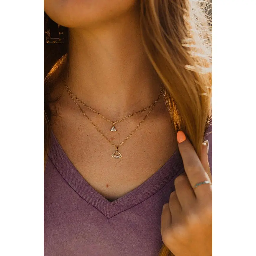Gold 2 Layer Triangle Necklace - FINAL SALE - FINAL FEW