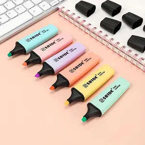 Fluorescent Marker Pen, 6 Counts Highlighter Pen, Cute Stationery for School Study, Writing & Correction Tools for Home School Office, Colored Markers