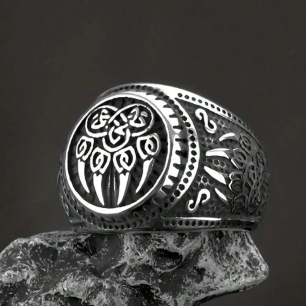 Men's Vintage Dragon Claw Bear Ring, Punk Style Jewelry