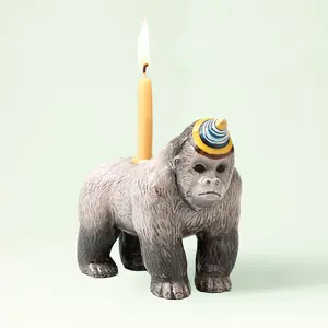 Gorilla  Cake Topper  | ️ Camp Hollow Porcelain Party Animal Candle Holder | Birthday Party Gift