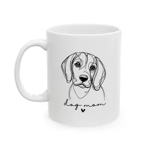 Beagle Dog Mom Ceramic Mug, Dog Lover Gift, Pet Owner Coffee Cup, Animal Print Tea Mug, Canine Mom Present, Puppy Mom Birthday Gift, 11oz