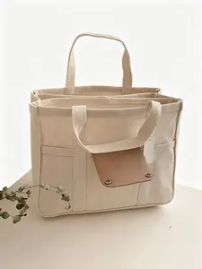 Small Shopper Bag Multi-Pocket CasualSchool Bag,Large Capacity,Portable,Lightweight, Suitable For Teen Girls Women College Students,White-Collar Workers, Perfect For Back To School,Shopping,Middle School, High School,College,Holiday outdoorfun