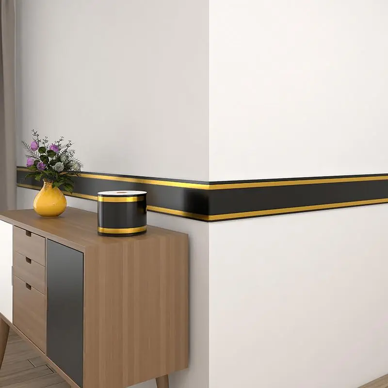 Self‑Adhesive Roll‑Up Skirting Board, Anti‑Collision Waterproof Wall Base Trim, Decorative Wall Sticker for Living Room Bedroom