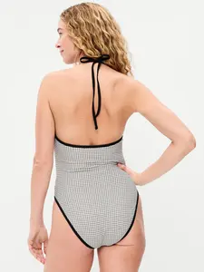 Old Navy Women's Pique V-Neck Halter Swimsuit