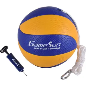 Tetherball Ball and Rope with Carabineer, Soft Touch, Portable Tetherballs with Soft Rope