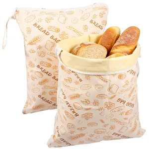 Beeswax Lining Bread Bags, Reusable Sourdough Bread Bags, 13x17" Extra Large Organic Beeswax Cotton Linen Storage Bags, Freshness Keeper for Bakery Essentials