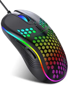 Wired Gaming Mouse, Computer Mouse Ergonomic Mice Honeycomb Design with RGB Backlight, 6 Buttons for PC/Mac/Laptop
