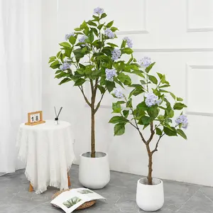 Artificial Hydrangea Tree with Pot | Fake Flower Plant for Home, Office & Living Room Decor