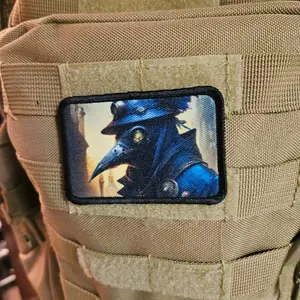 Steampunk plague doctor goth artistic 2"x3" morale patch with hook and loop backing