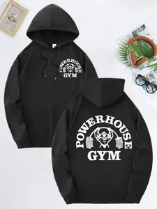 Men's Black "POWERHOUSE GYM" Graphic Hoodie Retro Fitness Streetwear Pullover Casual Sweatshirt Hoodie | #tiktokshopblackfriday #giftideas Vintage Workout Print Oversized Hooded Top for Daily Wear & Gym-Themed Fashion Gifts