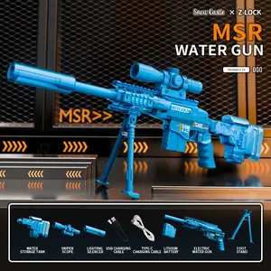 Electric Water Gun MSR Barrett Sniper Rifle, Full Auto Blaster with Lighting Silencer & Blowback Action, Summer Outdoor Water Toy for Adults & Kids, Rechargeable Squirt Gun Party Favors outdoorfun