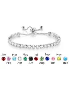 Adjustable Zirconia Tennis Bracelet for Women, 12 Zodiac Stone Stackable Bracelets, Fashion Jewelry Accessory, Copper Bracelet