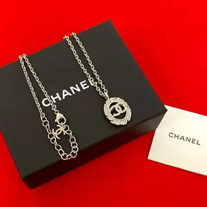 Pre-owned CHANEL Zinc Alloy Small Leather Goods Coco Mark Necklace
