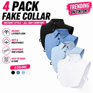 4PCS Women's Detachable Dickey Collars - Lightweight Polyester Half-Shirt Blouse Inserts, Breathable & Versatile for Layering or Statement Piece Casual Wear Top