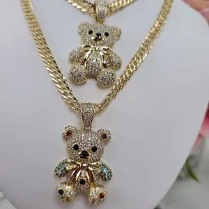 (22)Big bear pendant an beautiful chain  14kgoldplated  . 2 colors available