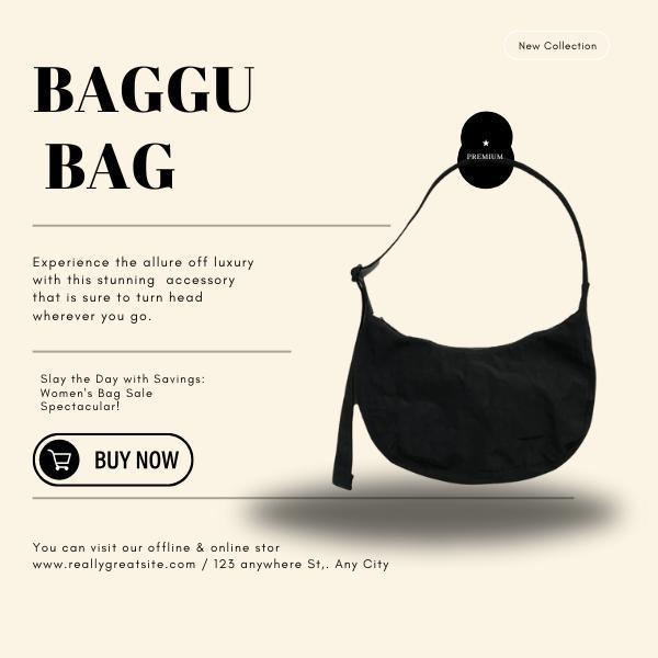 BAGGU Small Nylon Crescent Bag - Black 37''