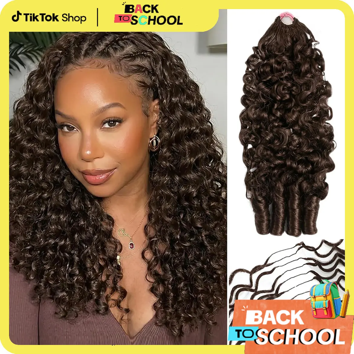【Lowest price】Mamushow #4 Chocolate Brown Miracle Knots Feather Crochet Human Hair Bundles for Miracle Knots Human Hair Burmese Curly Wave Pre-Separated 60g/Pack Reusable Invisible 100% Virgin Human Hair Crochet Extensions Natural Black#SohoChic