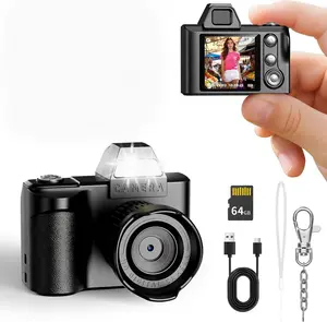 Memorial Day Gift Mini Keychain Digital Camera, 1080P HD Tiny Retro Video Camera with 64GB Card, Pocket Portable Camera with 1.3'' HD Screen for Travel Study Vlog Recording