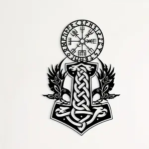 Nordic Raven Metal Wall Art, Viking Symbol Decor, Perfect Housewarming Gift for Home Garden Balcony, Nordic Mythology Decoration