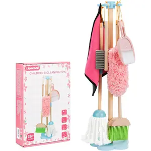 8 Pieces Montessori Kids Cleaning Set, Wooden Toddler Broom and Mop Set, Housekeeping Pretend Play Toy Gift for Boys Girls Ages 3+